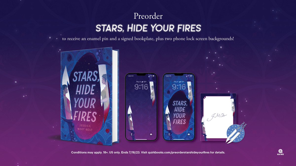 Hi Twitter, welcome to the preorder campaign for my upcoming YA novel. US readers who are 18+, show proof you preordered (or requested for your local library) and you get free perks, including a limited-time enamel pin! Get all the info here: quirkbooks.com/preorderstarsh…
