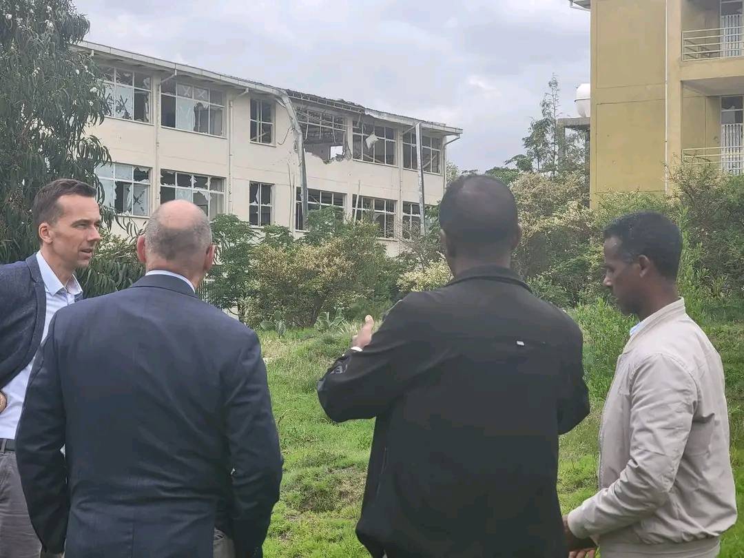 Tigrai_TV's tweet photo. EU Ambassador to Ethiopia visited ADU
................
European Union Ambassador to Ethiopia Roland Kobia visited Adigrat University.
The Ambassador and his team discussed with the University's top management on the possibility of resumption of the normal functions in the University.

A document that explains the damage the university has faced during the two- years-long devasting war has also been given to the ambassador and his team.

They also discussed strengthening bilateral relations.

Adigrat University, a higher educational institution that was highly vulnerable to large-scale damage due to its geographic proximity to Eritrea, is one of the four Universities in the Tigrai region.
The delegation is also expected to Visit Shire, in Northwestern Tigrai.