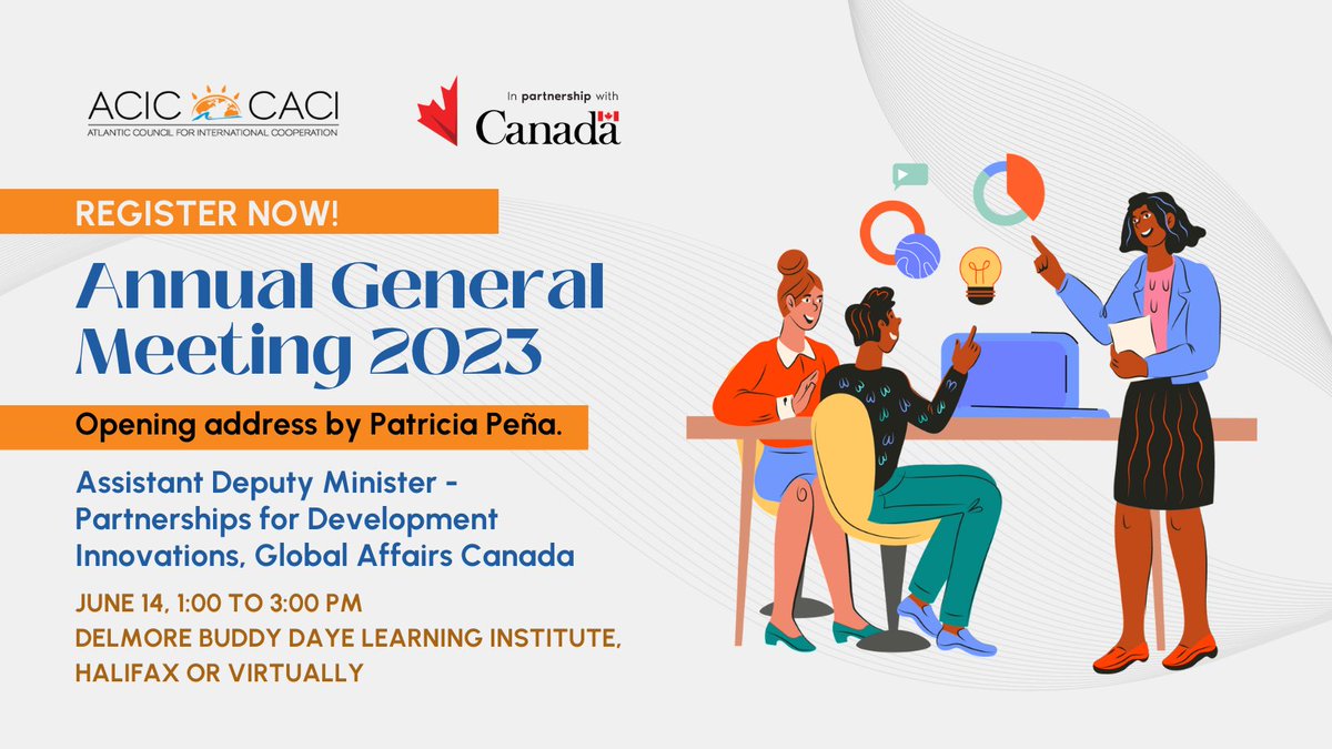 Join us for our Annual General Meeting on June 14 from 1:00 to 3:00 PM ADT. Patricia Peña, Assistant Deputy Minister – Partnerships for Development Innovations, Global Affairs Canada, joins us for the opening address. Register and learn more here: acic-caci.org/annual-general…