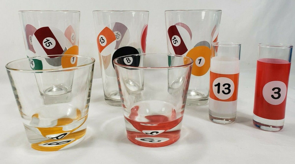 SeaPickers's tweet photo. Vintage Misc Lot Of Billiard Pool Q Ball Drinking Shot &amp; Highball Glasses https://t.co/eCwWvU67Rd #glass #seapillowtreasures https://t.co/TAeHu5uPhb