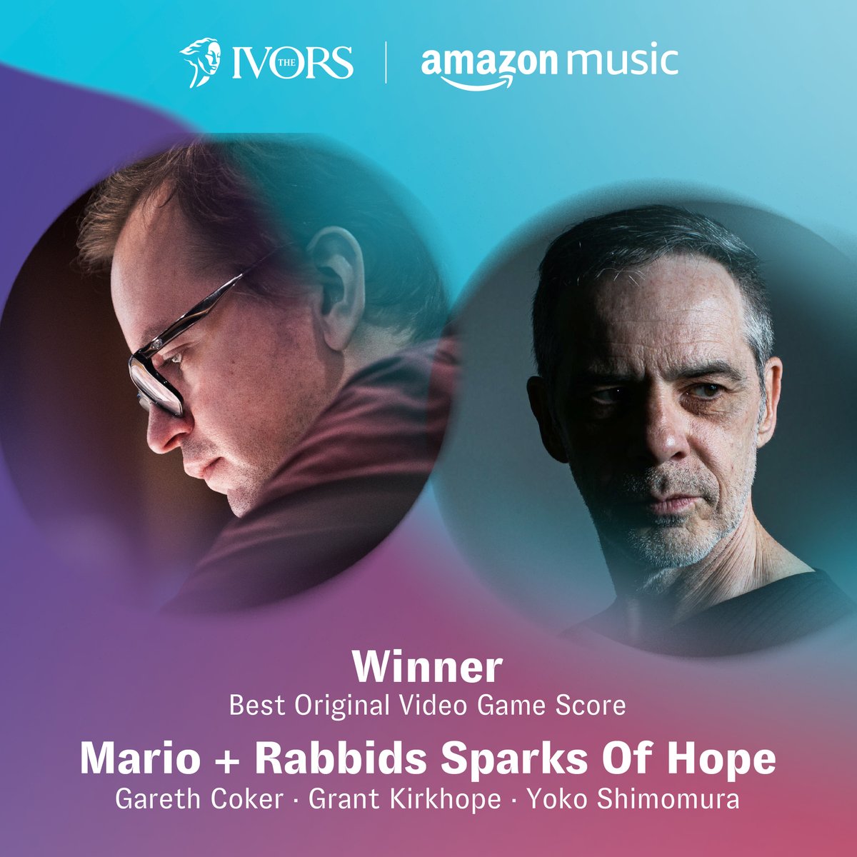 Best Original Video Game Score goes to <a href="/garethcoker/">Gareth Coker</a>, <a href="/grantkirkhope/">Grant Kirkhope</a> and Yoko Shimomura for Mario + Rabbids Sparks of Hope 🕹️🎼

#TheIvors