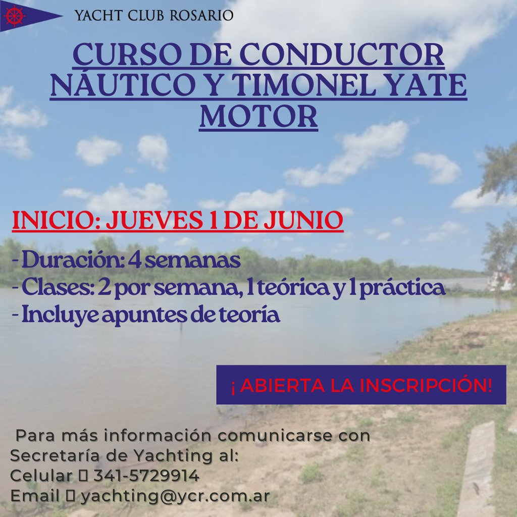 YCRoficial's tweet photo. CURSO DE CONDUCTOR NÁUTICO Y TIMONEL YATE MOTOR: ABIERTA LA INSCRIPCIÓN https://t.co/VvnnocYOJP https://t.co/1OQdJEkhod