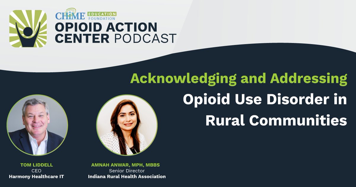 Host Tom Liddell, CEO of <a href="/HarmonyHIT/">HarmonyHIT</a> talks with Amnah Anwar; Senior Director at <a href="/IndianaRHA/">Indiana Rural Health Association</a>, on strategies for addressing the #opioidepidemic in #ruralhealth.
opioidactioncenter.com/resource/rural…