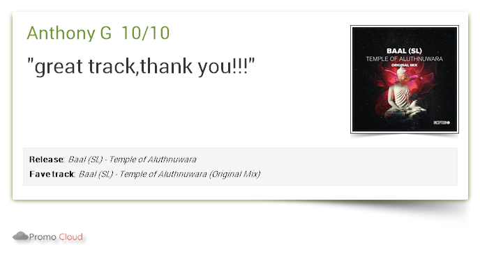 InceptionRecs's tweet image. Anthony G supports: Baal (SL) - Temple of Aluthnuwara 10/10 #newrelease pcl.la/QDYUVR