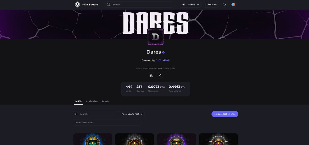 D A R E S   F L O O R   0.0073 ETH 🔥🔥

Do you have the DARES Warrior? ⚔

Get it now! 👇

mintsquare.io/collection/sta…

Keep following us! ✨