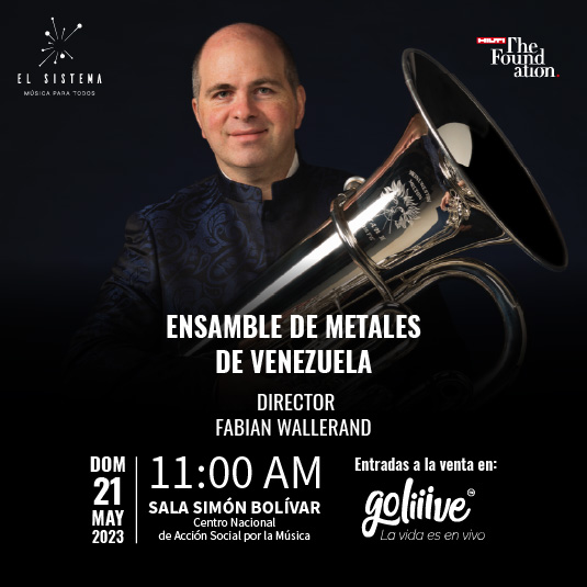 elsistema: Este domingo #21Mayo a las 11:00 a.m., el maestro invitado Fabian Wallernad dirigirá al Ensamble de Metales de Venezuela en la #SalaSimónBolívar.

Interpretarán Cérémonia de Delerue, Legrand Medley de Michel Legrand y otras obras.

Entradas en…
