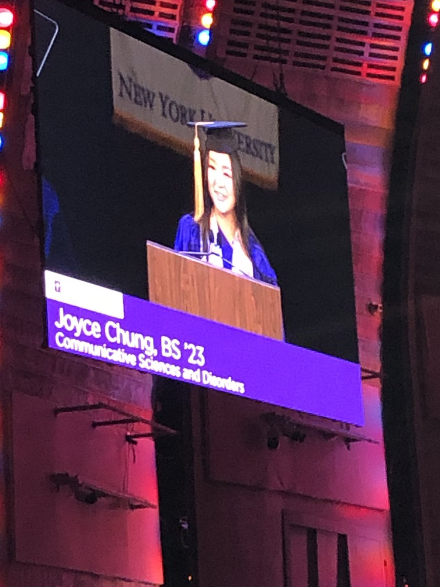 NYU Communicative Sciences & Disorders (@nyu_csd) on Twitter photo Undergraduate student speaker from CSD! Congrats Joyce Chung <a href="/nyusteinhardt/">NYU Steinhardt</a> #nyusteinhardt23 Undergraduate student speaker from CSD! Congrats Joyce Chung <a href="/nyusteinhardt/">NYU Steinhardt</a> #nyusteinhardt23