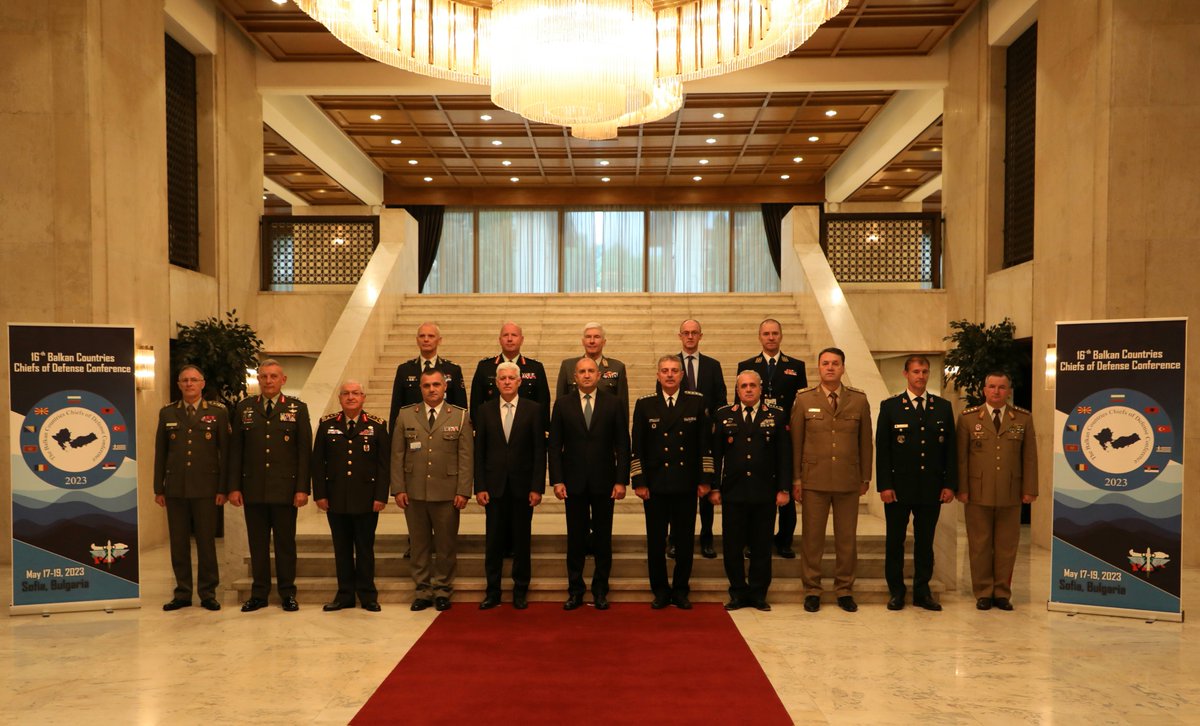 BulgariaMod's tweet photo. The 16th conference of the #ChiefsofDefence of the #BalkanСountries where the main topic is "Regional military connectivity and mobility as a focus of the Balkan #partnership in search of innovative ways of integration and cooperation” is held in #Sofia, 🇧🇬.⤵️
#Defence https://t.co/yNMUkeWSej