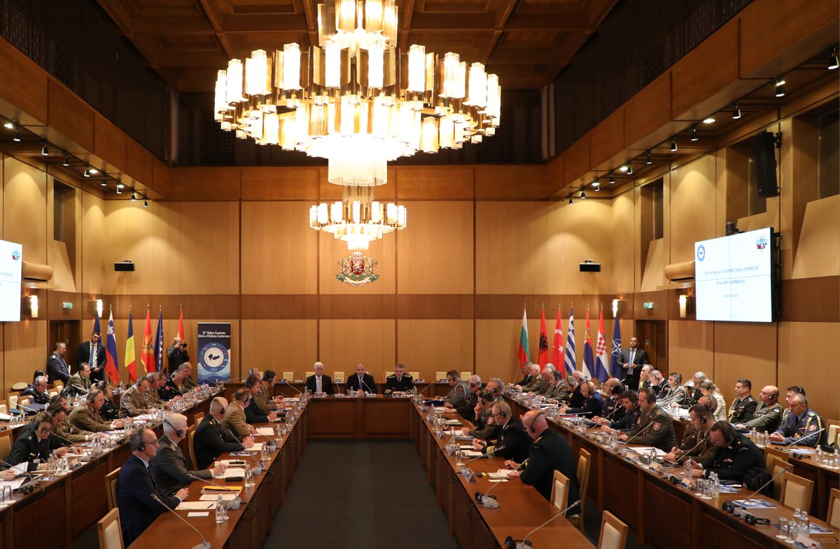 BulgariaMod's tweet photo. The 16th conference of the #ChiefsofDefence of the #BalkanСountries where the main topic is "Regional military connectivity and mobility as a focus of the Balkan #partnership in search of innovative ways of integration and cooperation” is held in #Sofia, 🇧🇬.⤵️
#Defence https://t.co/yNMUkeWSej