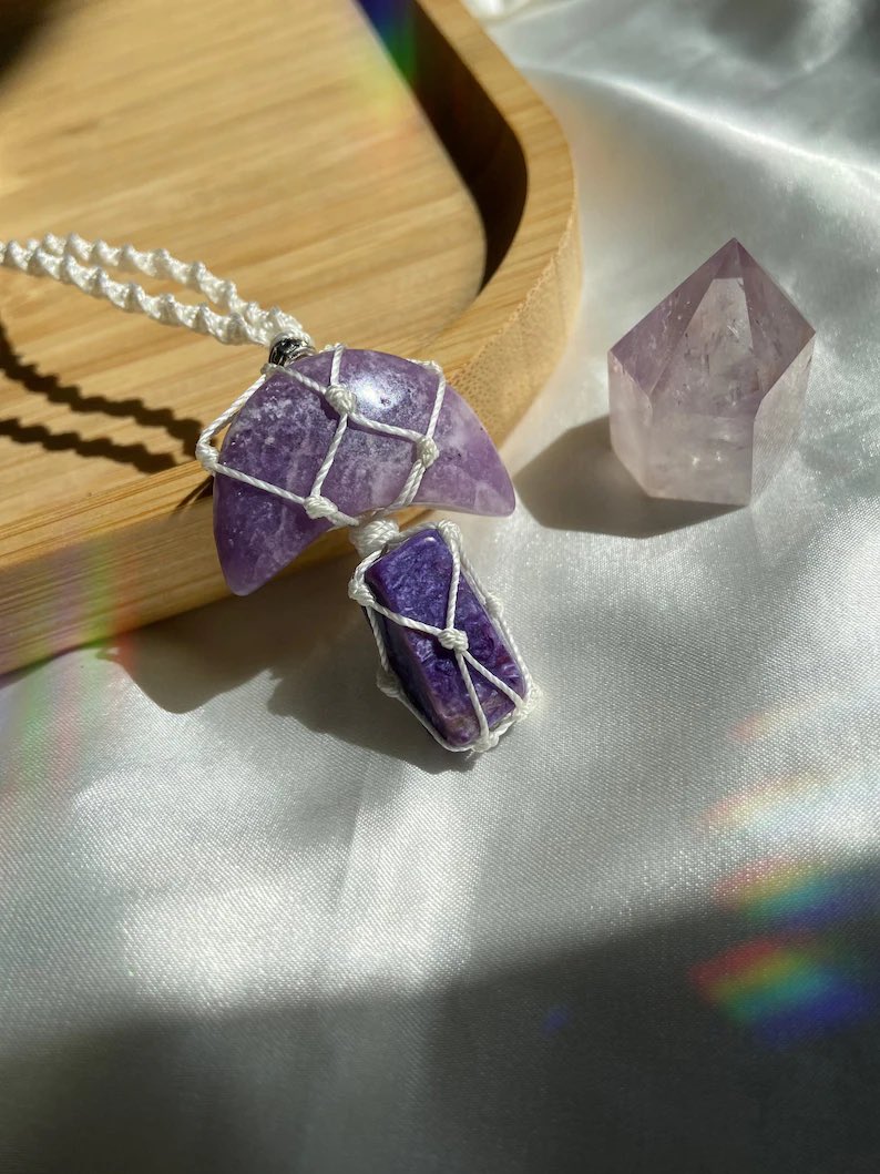 lepidolite and charoite together make the perfect calming and balancing amulet, that encourages inner strength, creativity and self-esteem. they’re also both believed to improve sleep and overcome insomnia

Sheila is looking for adoption!🤍