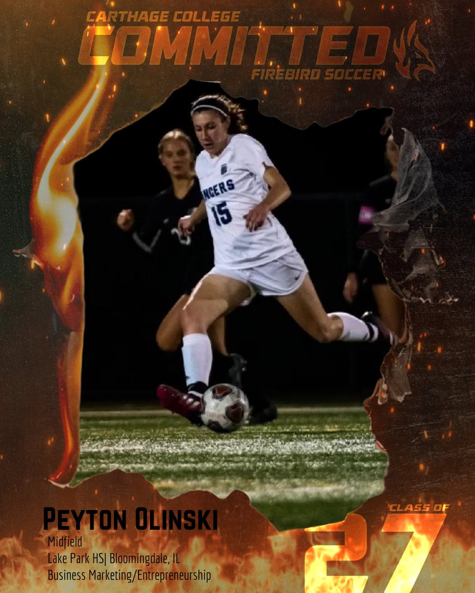 Carthage Soccer (@carthagewsoccer) on Twitter photo ๐ฅ๐จFuture Firebird Alert ๐จ๐ฅWe are excited to welcome Peyton Olinski to the Firebird family. She is a dynamic attacking player who plays for Lake Park High School and <a href="/ChicagoEmpireFC/">Chicago Empire FC</a> . Letโs welcome this Bloomingdale Illinois native to the Firebird family!!!
#FutureFirebird ๐ฅ๐จFuture Firebird Alert ๐จ๐ฅWe are excited to welcome Peyton Olinski to the Firebird family. She is a dynamic attacking player who plays for Lake Park High School and <a href="/ChicagoEmpireFC/">Chicago Empire FC</a> . Letโs welcome this Bloomingdale Illinois native to the Firebird family!!!
#FutureFirebird