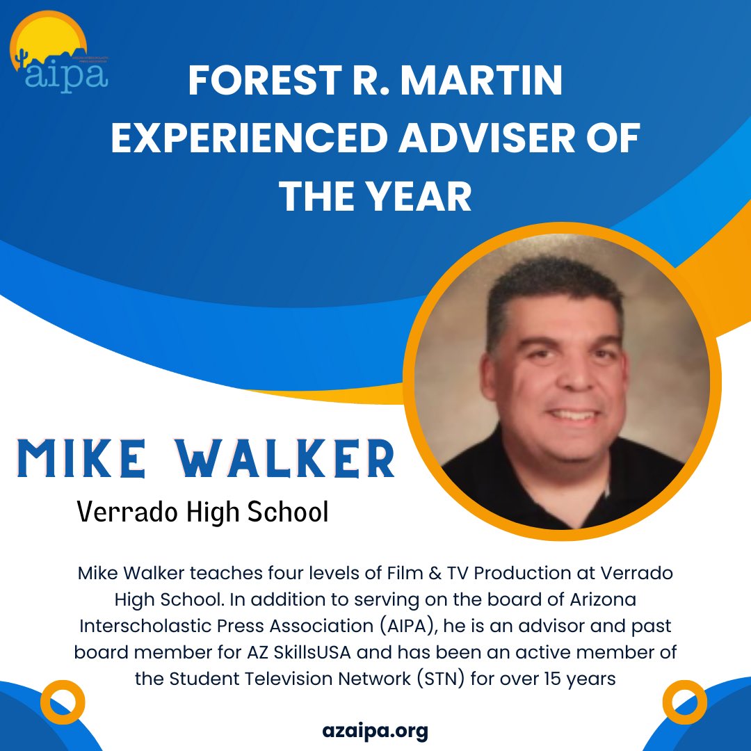 AZAIPA's tweet image. Congratulations to the 2022-2023 AIPA advisers of the year.

Mike Walker, Forest R. Martin Experienced Adviser of the Year 

James King, Freeman Hover New Adviser of the Year

#award #journalism

@SunnyslopeHighSchoolAZ
@1verrado