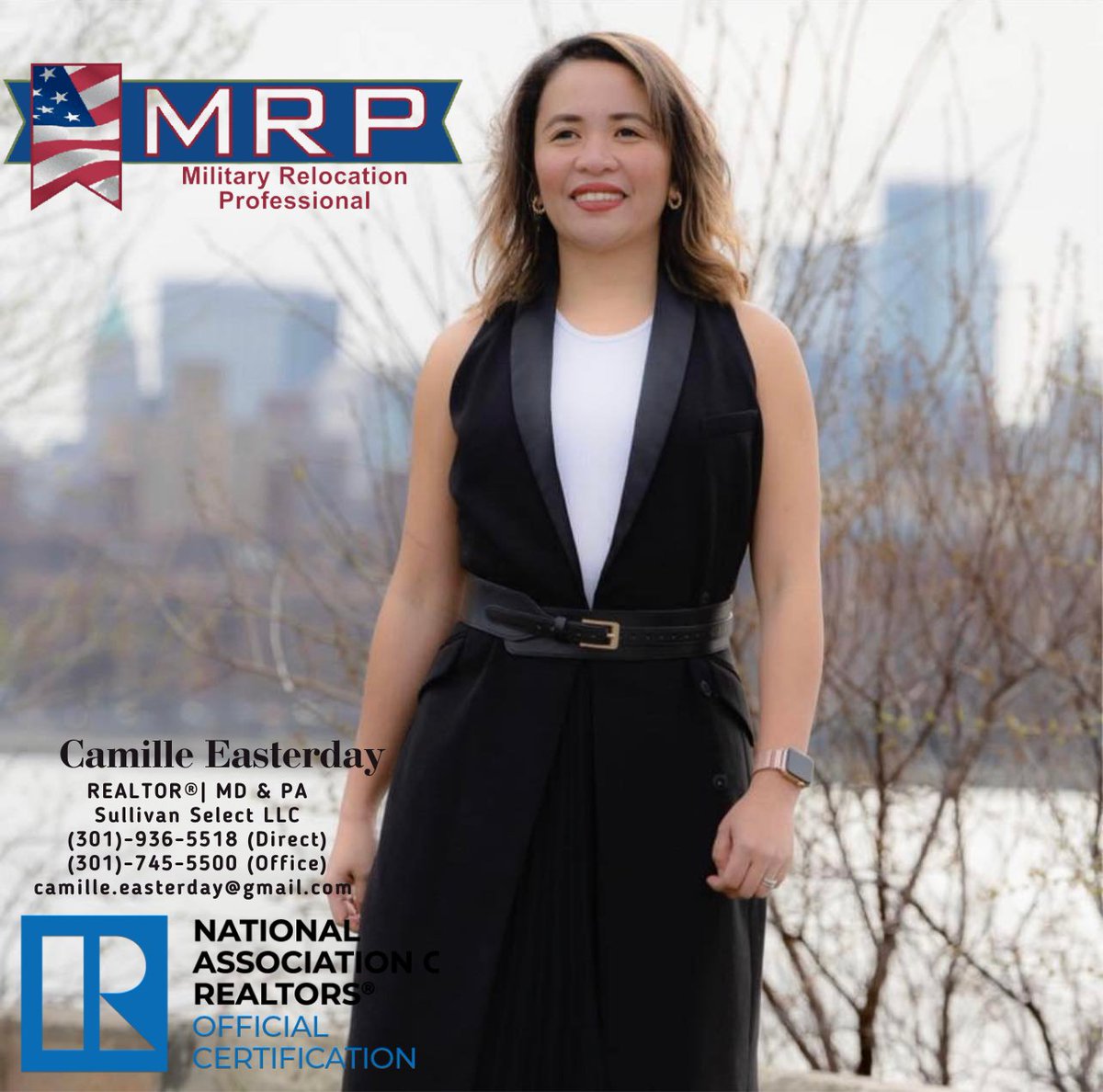 I'm a certified Military Relocation Professional/realtor🎖️ 🏠
Serving our brave heroes on their journey to finding the perfect home.✨

Camille Easterday 
301-936-5518
camille@sullivanselectllc.com

#MilitaryRelocation #RealEstateAgent #HomeSweetHome #ServingThoseWhoServe