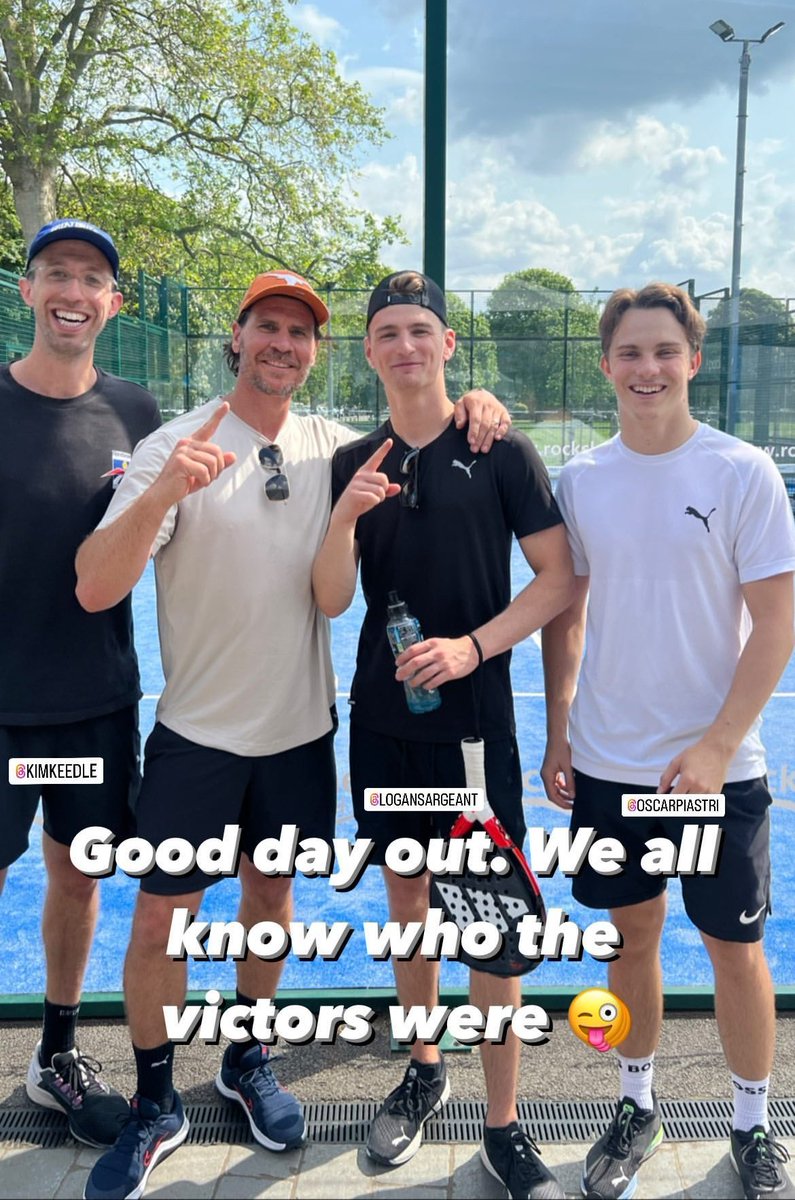 .@LoganSargeant and his trainer Ben Jacobs with @OscarPiastri and his trainer Kim Keedle today 🎾

#F1 #LS2 #OP81