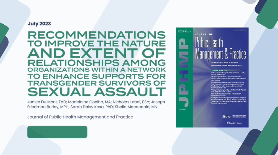 Anyone interested in improving supports for #Trans #Survivors of #SexualAssault, please check out our social network analysis of the trans-Link Network: bit.ly/3MDZFlb. <a href="/WCHResearch/">Women's College Hospital | Research</a> <a href="/WCHospital/">Women's College Hospital</a> <a href="/wchf/">WCH Foundation</a> <a href="/UofT_dlsph/">U of T Public Health</a>