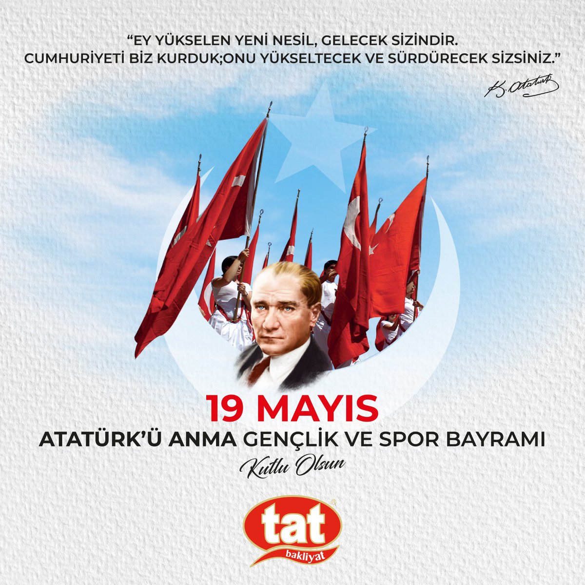 Samsun’da Atılan İlk Adım,
Yolumuzu Hep Aydınlatacak 19 Mayıs Atatürk'ü Anma Gençlik ve Spor Bayramı'mız Kutlu Olsun. 🇹🇷

#MuratYÜCEL #tatbakliyat #19Mayıs #Türkiye #Dünya