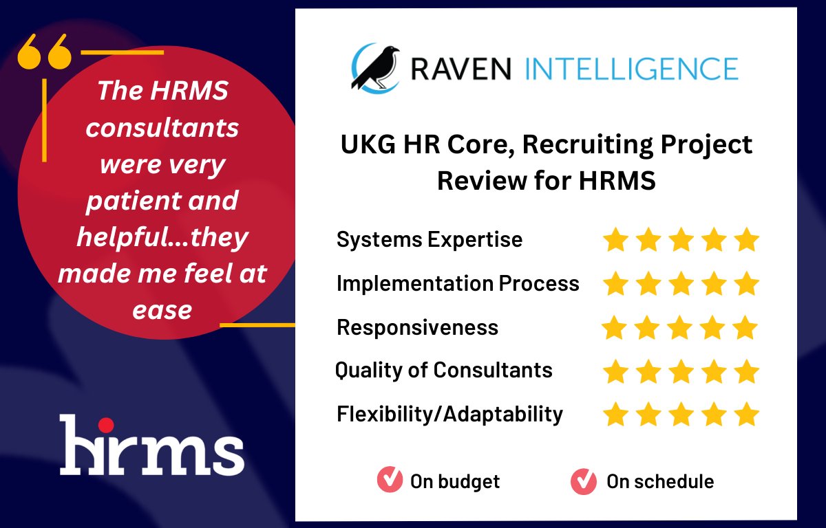Ascend_PS's tweet image. Have an #implementationpartner who can help you with your @UKGLaunch for an "ease-y" experience. Read more @HRMS1 reviews verified by @ravenintell ➡️ bit.ly/3QzpOlE
#atease #ExclusivelyUKG #WeAreHRMS