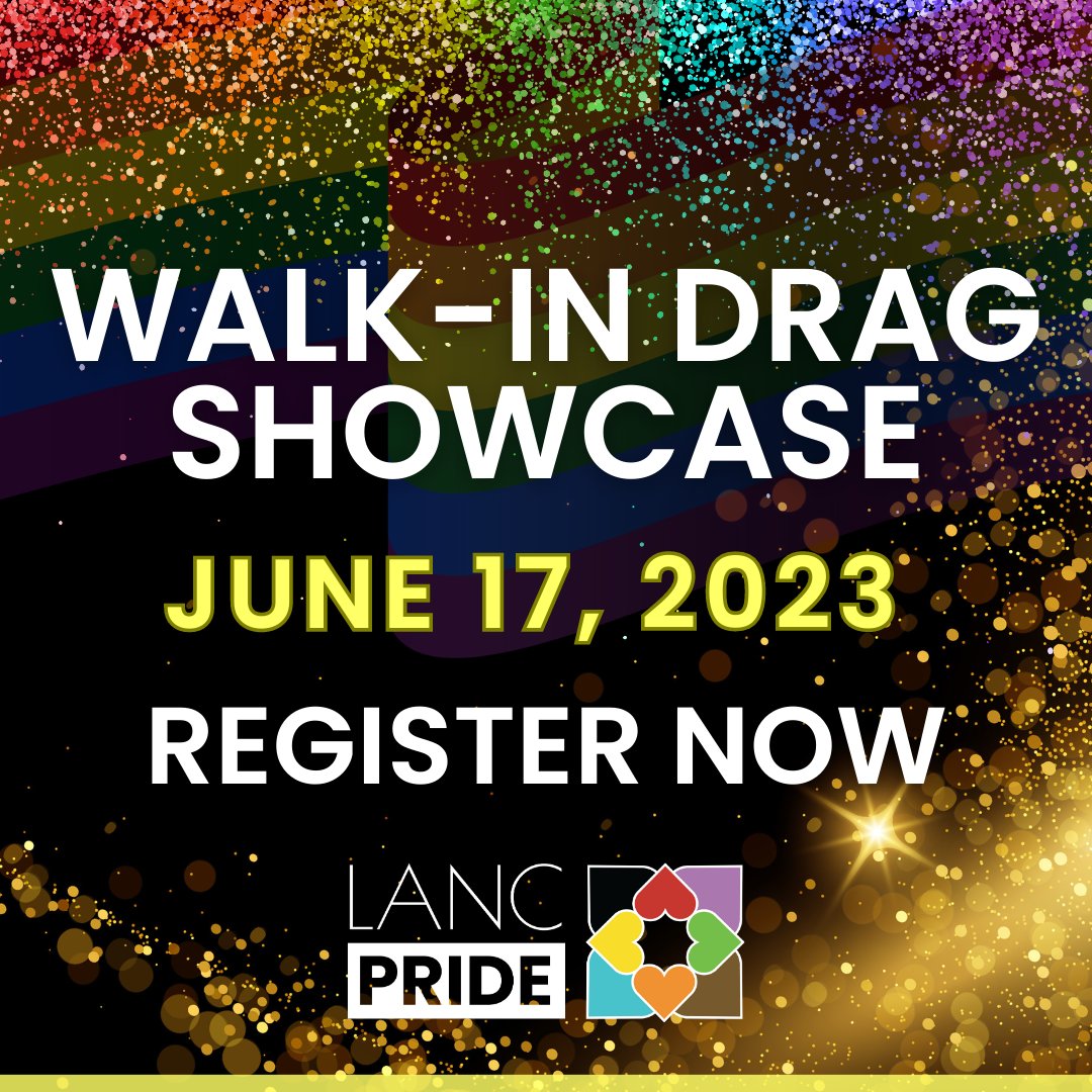 Whether performing at #LancPride Festival on 6/17 is your first or 100th time in drag, the Showcase is an opportunity for any attendee to show of their Creativity, Uniqueness, Nerve and Talent. Sign up today and show Lancaster who you are PROUDLY! bit.ly/3OsUGoV