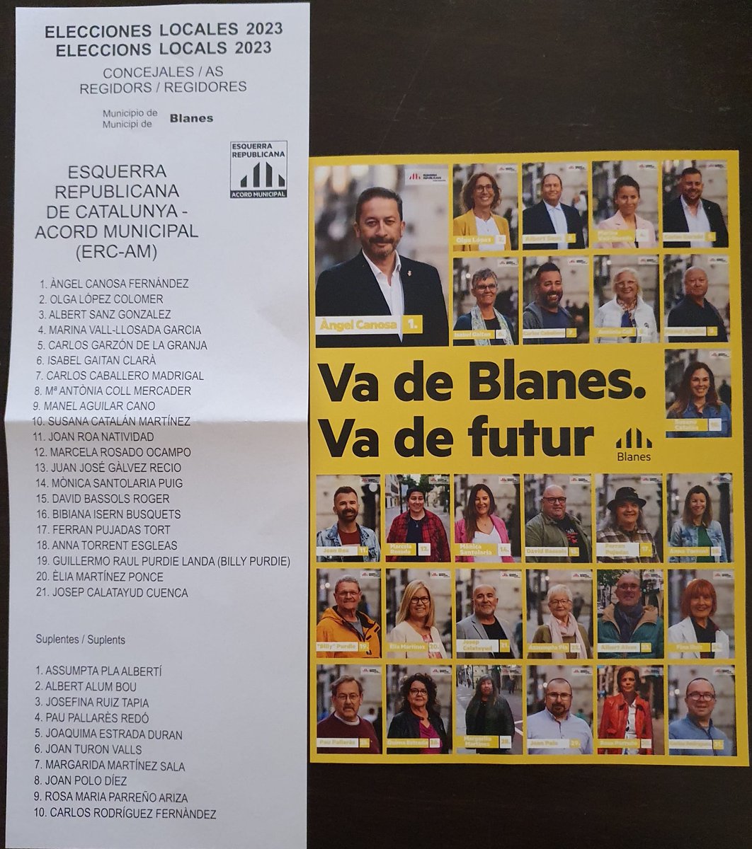 _CarlesCaba's tweet photo. De 13 candidatures a #Blanes, aquesta és la llista guanyadora. 
Amb l'actual Alcalde Angel Canosa  al capdavant.
Vota @ercblanes 
VOTA BLANES VOTA FUTUR https://t.co/iquv6BR8rV