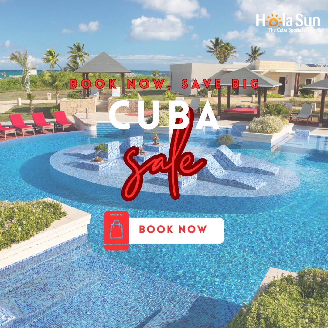 Less than 24 hours left to book:

Iberostar Selection Esmeralda | Cayo Cruz
Pullman Cayo Coco | Cayo Coco
Gran Muthu Almirante Beach Resort | Holguin
Hotel Rancho Luna | Cienfuegos
Grand Memories Santa Maria | Cayo Santa Maria

holasunholidays.ca/deals/