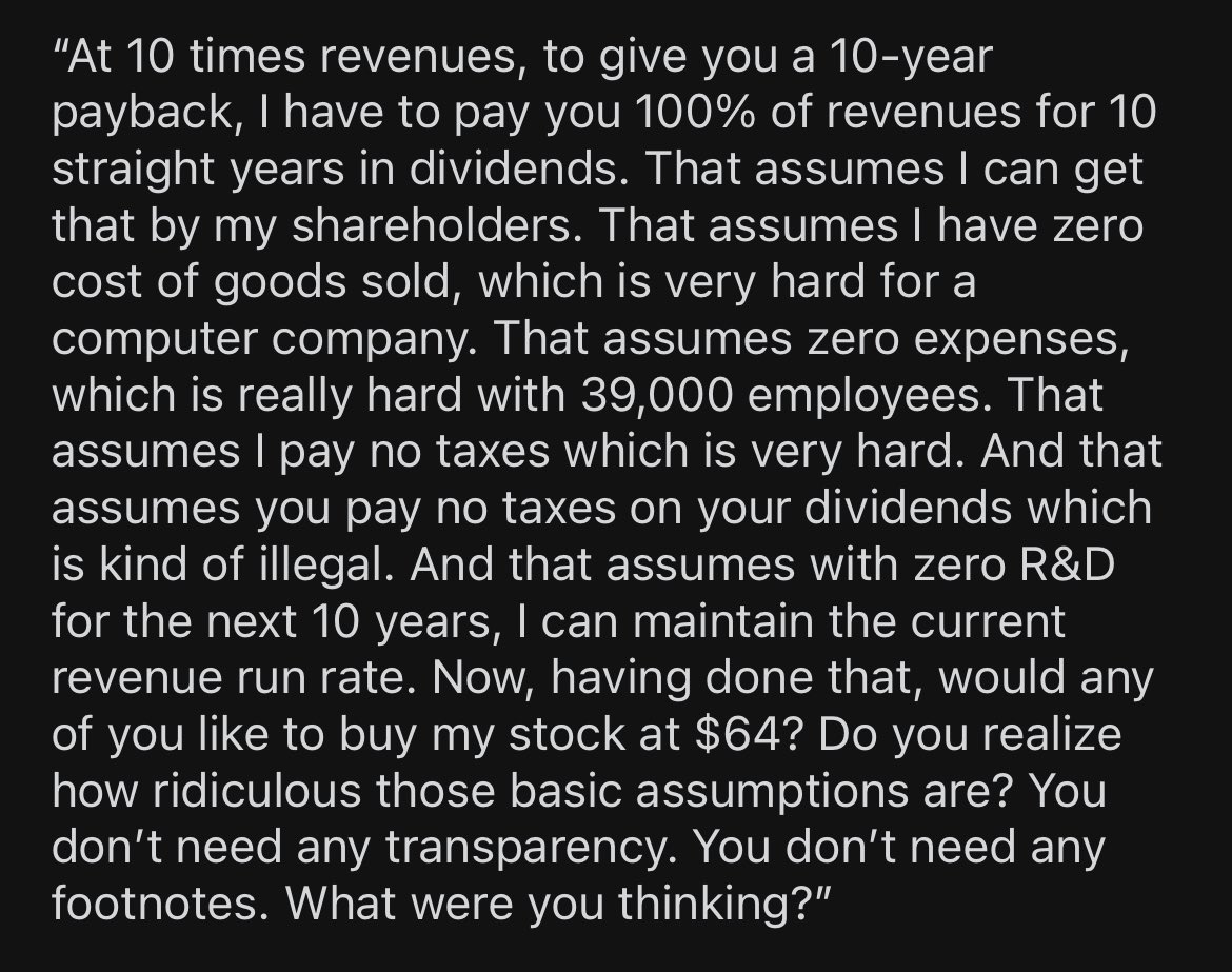 With $NVDA at a price-to-revenue of 28 it is a good time to remember Sun Microsystems letter to shareholders after the dot-com bust. Sun had P/R of 10.