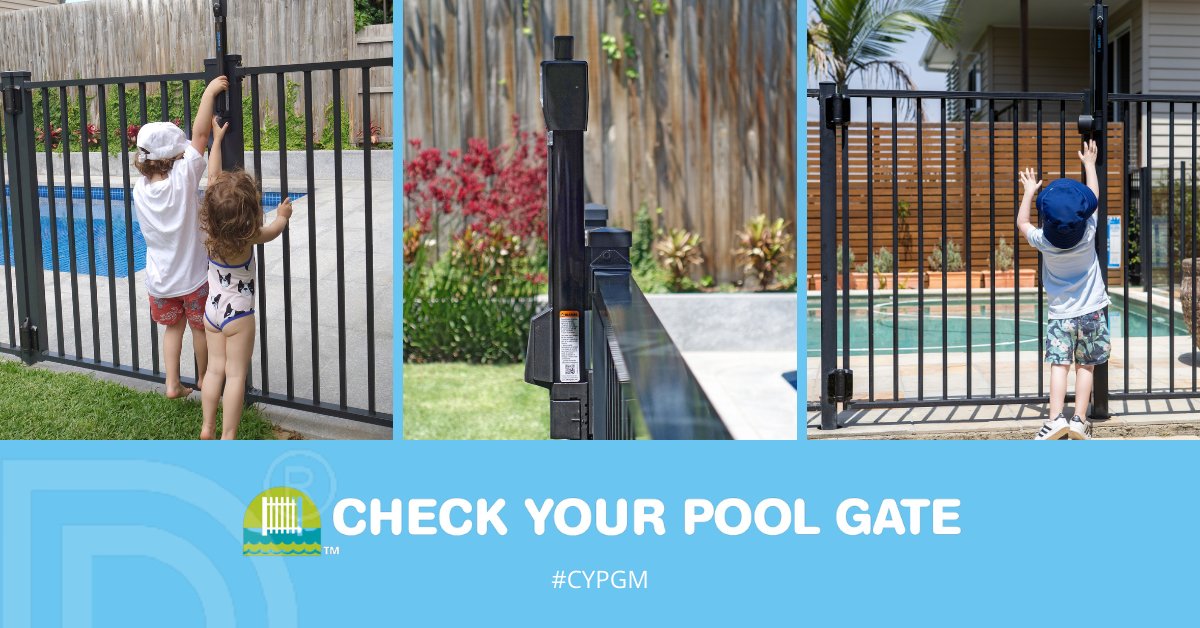 May is #CheckYourPoolGate Month – check your pool gate to ensure it self-closes and self-latches at all times. Safe gates help save lives. Learn more: okt.to/pBomCK #drowningprevention #poolsafety