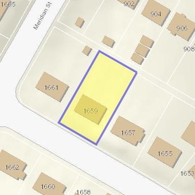 1659 MERIDIAN ST, sold on 2023-05-15 for $380,000. Zoned R-1S, assessed at $319,100. $377 per square foot. Last sold in 2021 for $185,000.