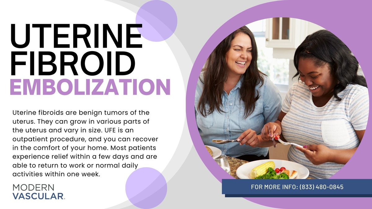 Uterine Fibroids can be treated with a minimally invasive procedure. Here at Modern Vascular, we provide Uterine Fibroid Embolization, a safe alternative to hysterectomies. Contact a patient advocate for more information: (833)480-0845
#WomenHealth #UterineFibroid #Hysterectomies