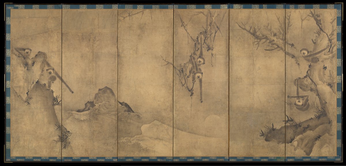 Gibbons in a Landscape, by Sesson Shūkei, ca. 1570

#inkpainting