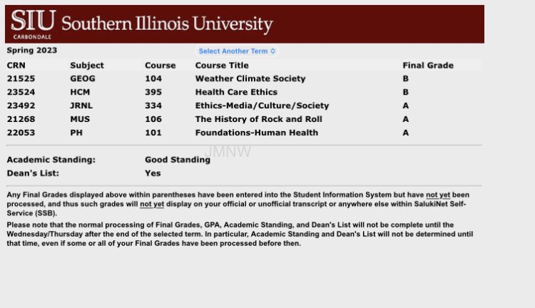 Marley__Monroe's tweet image. 5 classes and 14 credit hours later 🤓🥳
#DeansList #Spring2023 #SIUC