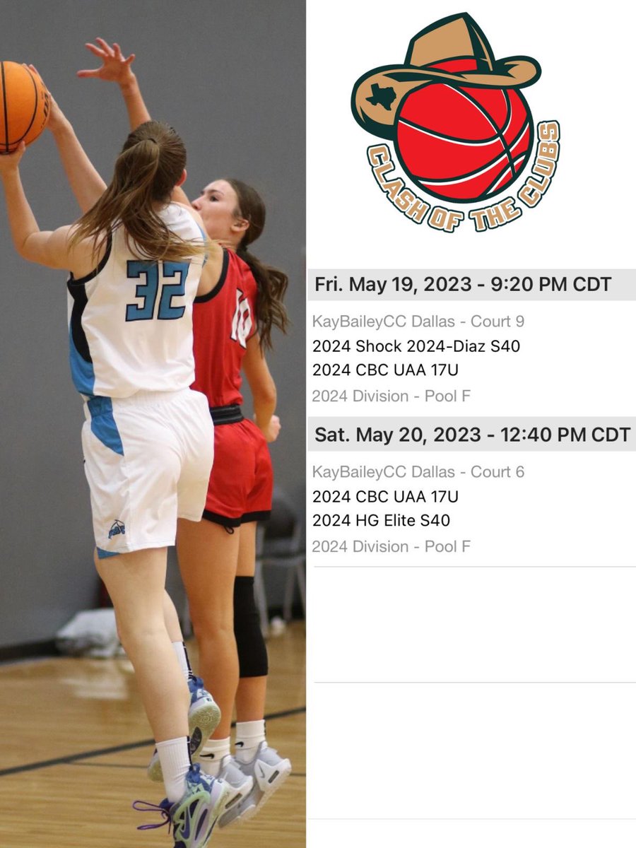 Reagan Lentell (@reaganlentell) on Twitter photo So excited to compete in the Clash of the Clubs tournament in Dallas, TX this weekend with <a href="/CBC_COBBClb/">CBC-Colorado Basketball Club</a>! Here is my updated schedule! So excited to compete in the Clash of the Clubs tournament in Dallas, TX this weekend with <a href="/CBC_COBBClb/">CBC-Colorado Basketball Club</a>! Here is my updated schedule!