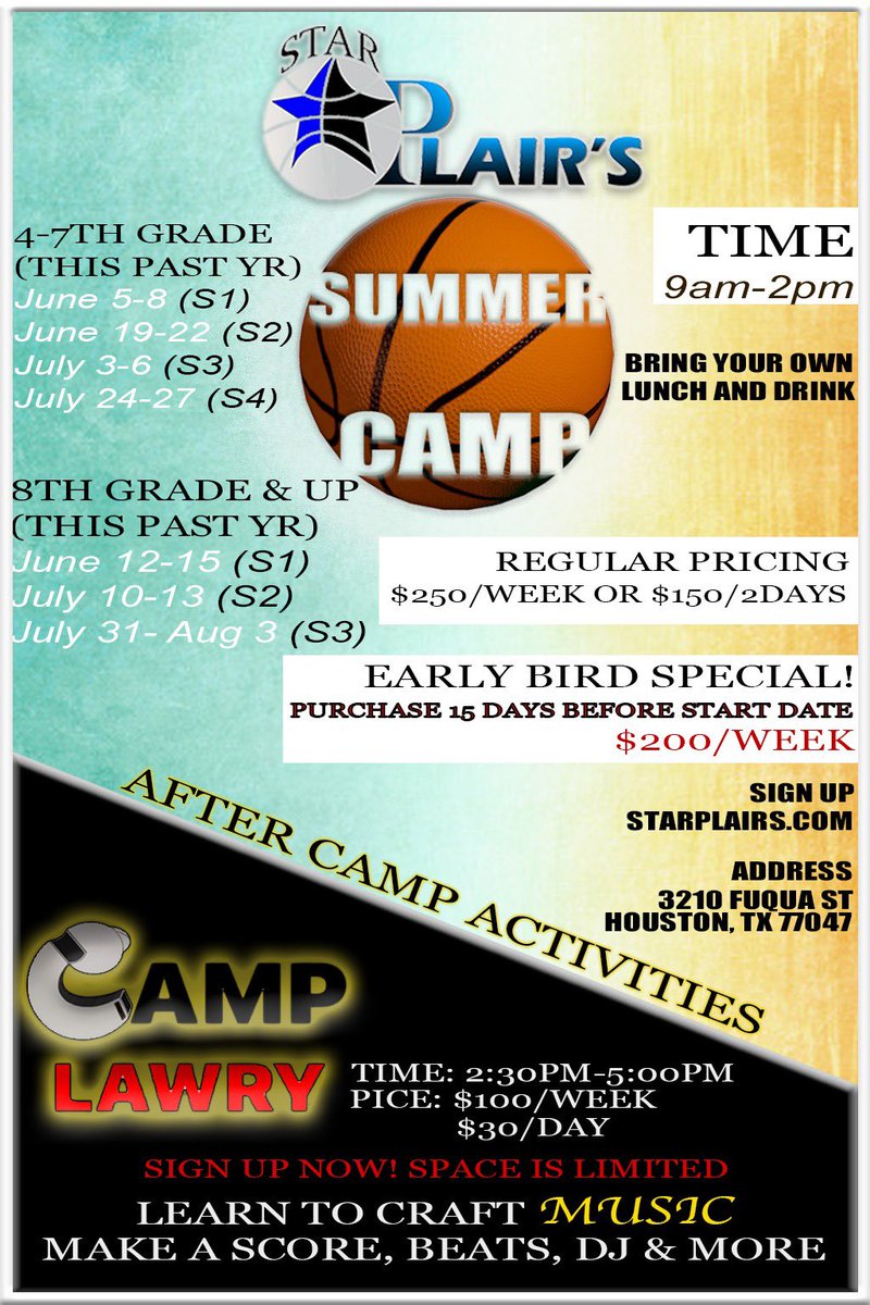 Star Plair’s Summer Camp dates are out be sure to sign up!