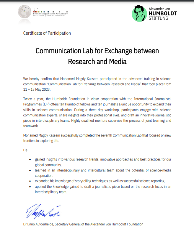 DMagdy92's tweet image. It was nice to involve more deeply for the first time in science Journalism and talk to scientists face-to-face during #ResearchComLab 
Thanks @AvHStiftung for such wonderful workshop!
#ResearchComLab #scientistjournalist #humboldtuniversität #ijp
