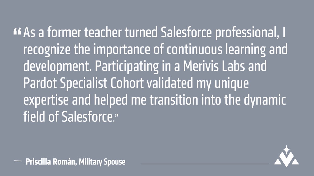 MerivisVets's tweet image. Help us continue our programs to help more veterans and military spouses prepare for a career in the Salesforce ecosystem. Make a donation in for #MilitaryAppreciationMonth below!~
➡️ bit.ly/3M2Ly7g
