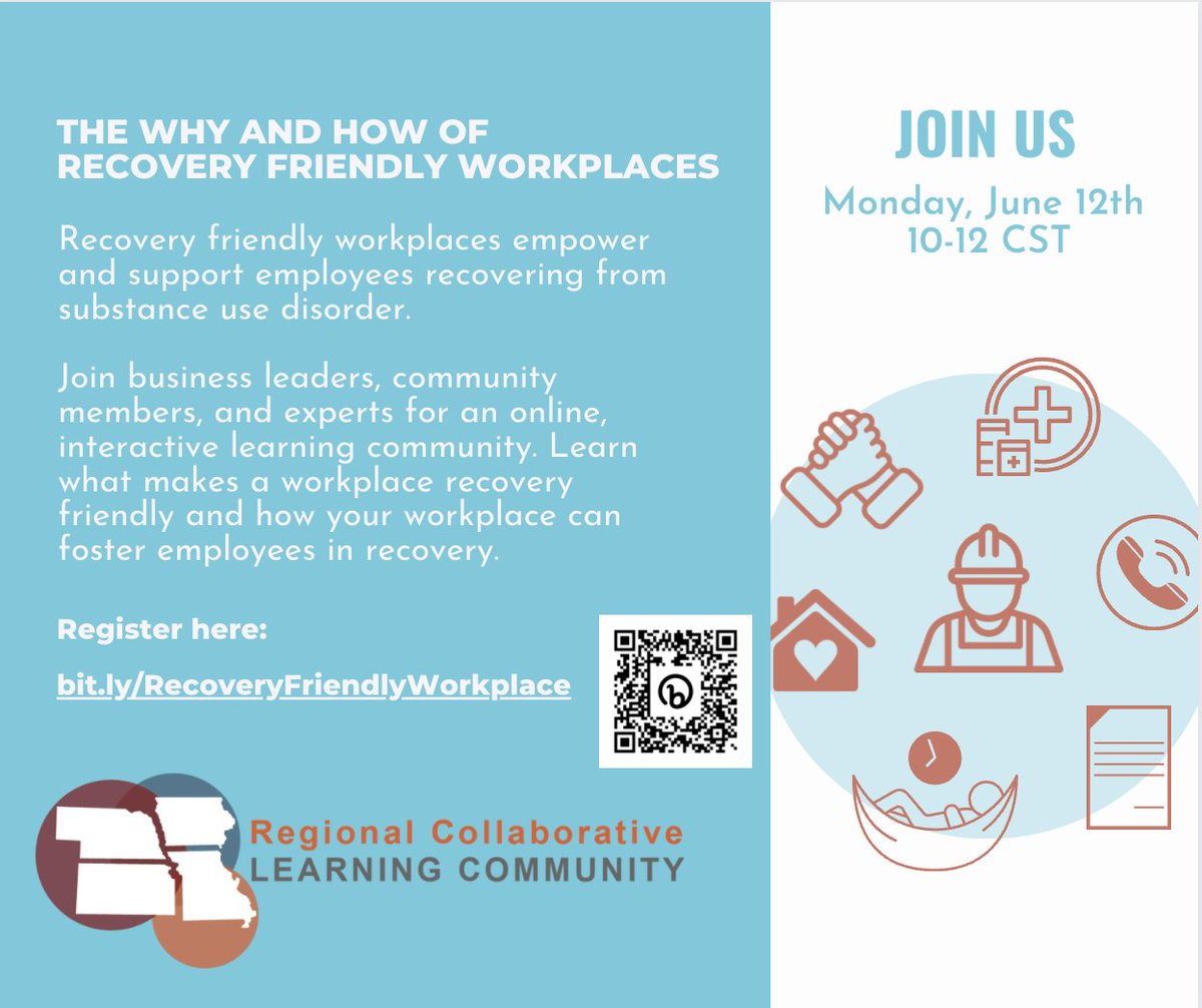 HWC_Midwest's tweet photo. Please join us June 12th to address the why &amp; how of #RecoveryFriendly workplaces. 
This virtual event will bring together employers, business leaders, and community members to talk about creating an environment that supports workers. 
Register now > https://t.co/84yxdvVtbf https://t.co/QqR6bcdgbg