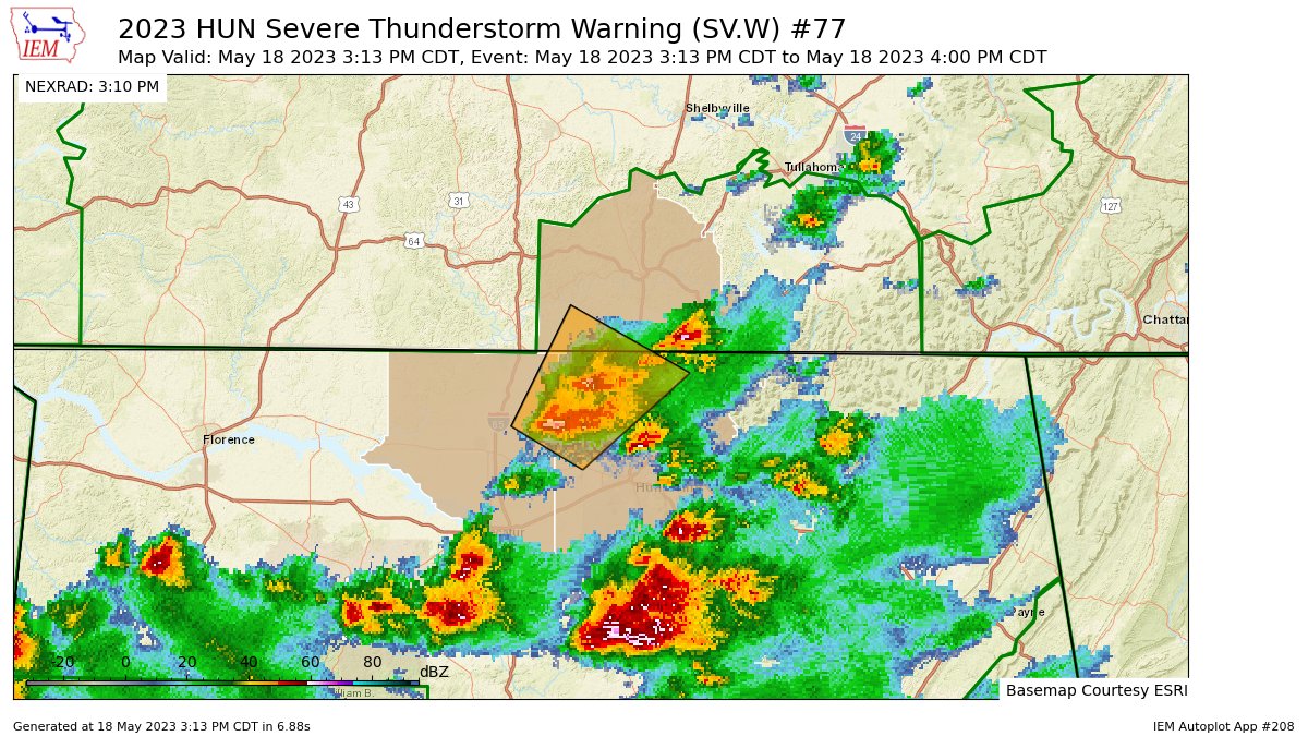 Ben Smith on Twitter "HUN issues Severe Thunderstorm Warning [wind 60