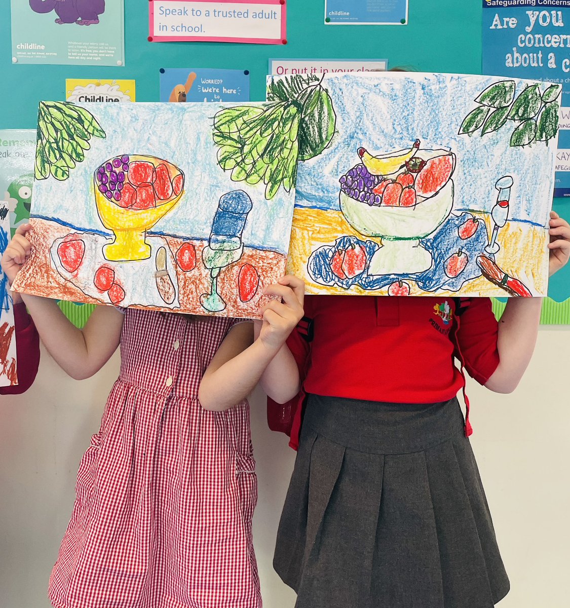 PickeringCelia's tweet photo. I couldn’t be prouder that I was this afternoon. Two of my Year One artists from @Cavendish_W4 created these two masterpieces. Inspired by the brilliant Paul Cezanne’s still life. https://t.co/312TdqG5Ez