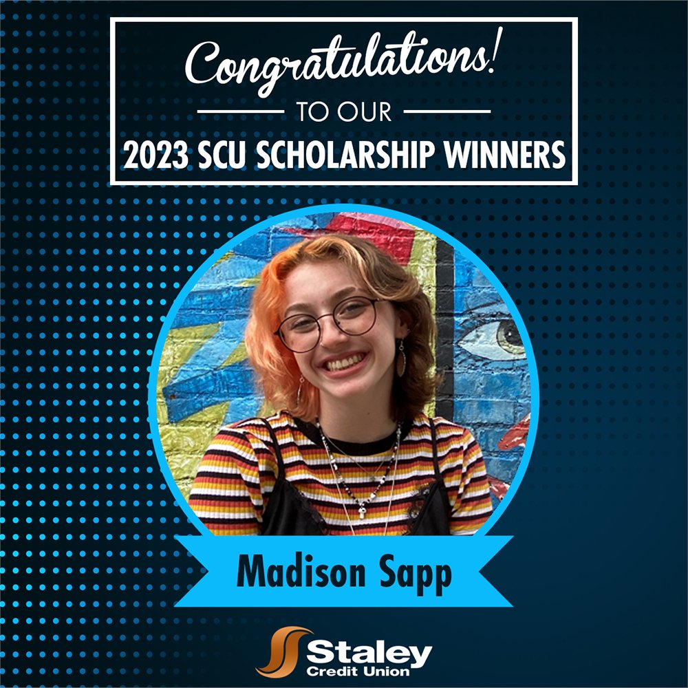 StaleyCU's tweet photo. Out of several great candidates, we'd like to send our congratulations to our three 2023 SCU Scholarship Winners.
$1,500 awarded to each: Abionna Tertocha, Madison Sapp, and Andrew Sheppard. #SCUCares https://t.co/akAoTOYoUK