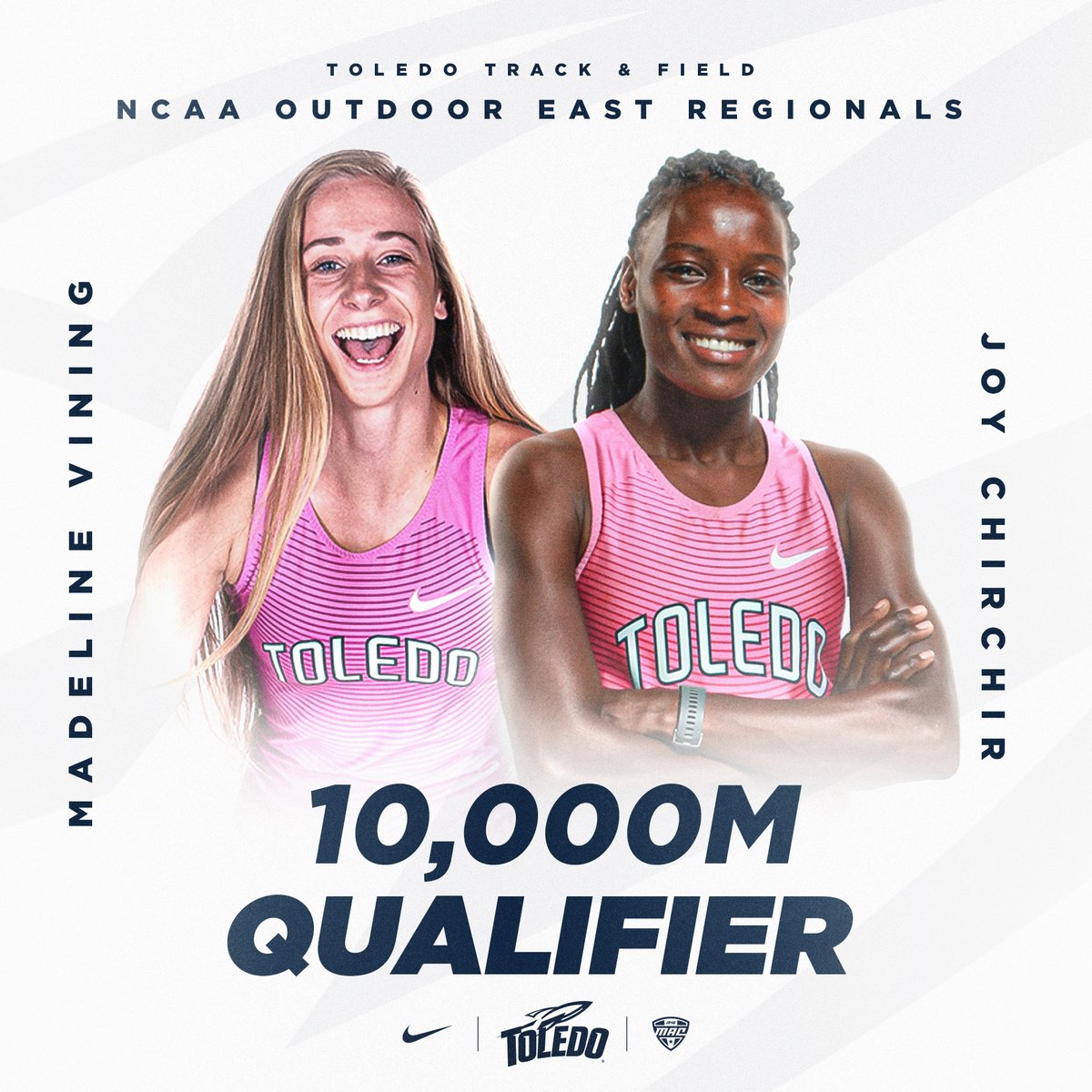 🎟️ 𝐓𝐈𝐂𝐊𝐄𝐓𝐒 𝐏𝐔𝐍𝐂𝐇𝐄𝐃 🎟️

Madeline Vining  &amp; Joy Chirchir are heading to Jacksonville, Fla. to compete in the 10K at the <a href="/NCAATrackField/">NCAA Track & Field</a> 𝐄𝐚𝐬𝐭 𝐑𝐞𝐠𝐢𝐨𝐧𝐚𝐥 𝐂𝐡𝐚𝐦𝐩𝐢𝐨𝐧𝐬𝐡𝐢𝐩𝐬!

#TeamToledo