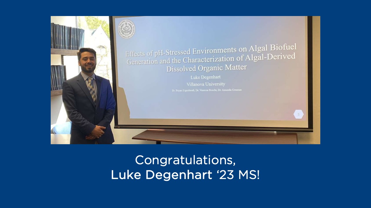 Congratulations to Chemistry graduate student Luke Degenhart ’23 MS, from Douglassville, PA! Luke will next join Koman Government Solutions as an Assistant Project Chemist! #NovaGrad2023