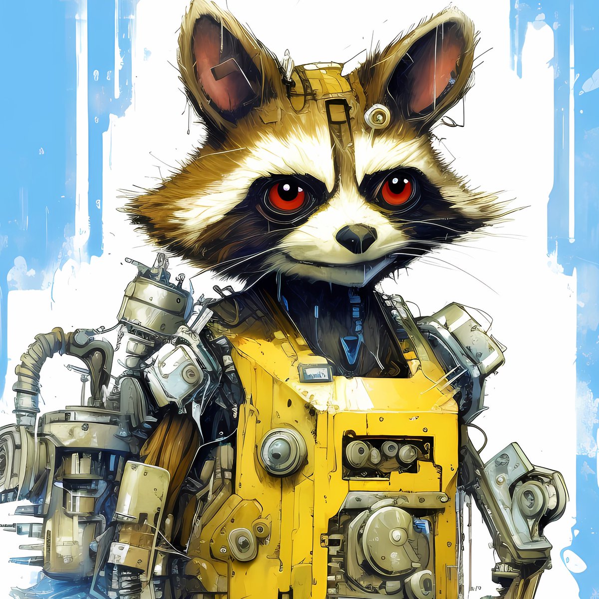 Do bionic raccoons dream of electric humans?
#Cyberpunk #CyberpunkArt #RaccoonArt #LineArt #SciFiArt #Wasteland #characterart #conceptart #WastelandArt #art #artist #digitalart #digitalpainting #illustration #nft #portraitart #dnc #FuturisticArt #aiart #design #Sketch