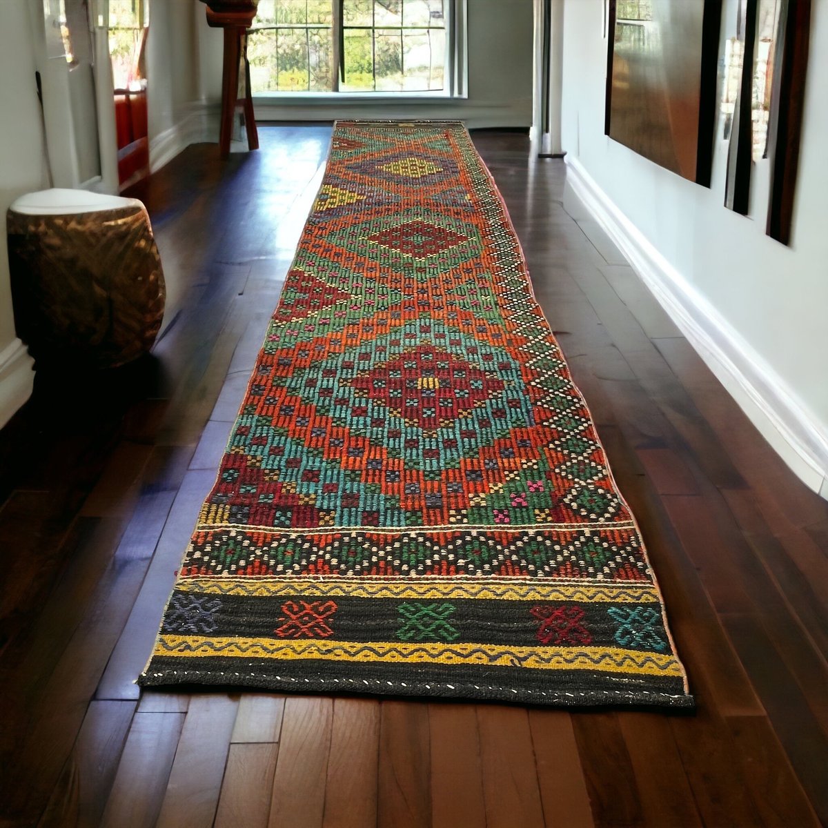 23HomeDesign's tweet image. Vintage Turkish Kilim Runner, 340 x 67 cm