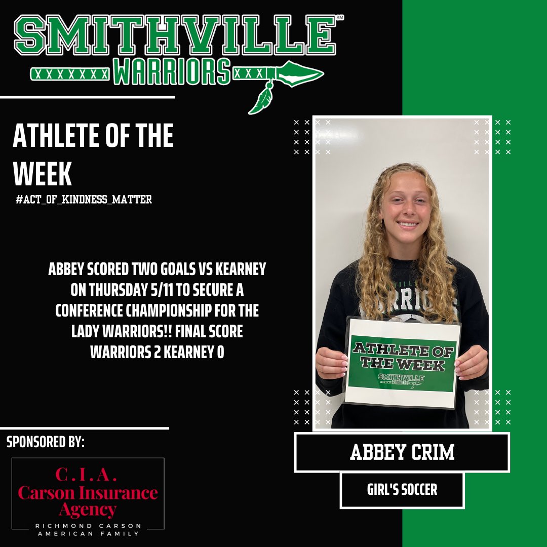 Congratulations to Abbey!!  Conference and District Champions, keep it going!!