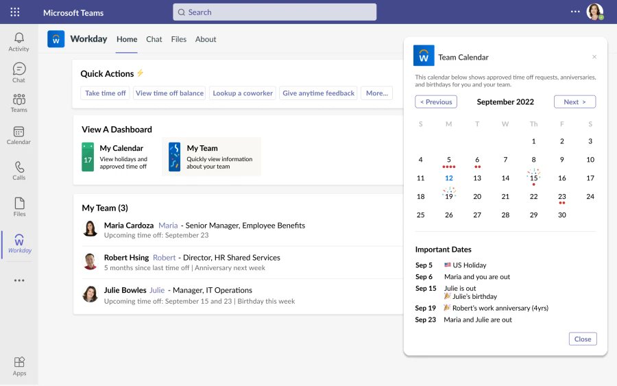 Excited to partnering with <a href="/Workday/">Workday</a> + <a href="/MicrosoftTeams/">Microsoft Teams</a> boosting productivity. Much more to share on Teams Platform at Microsoft Build next week 💜🧰🧠

microsoft.com/en-us/microsof…