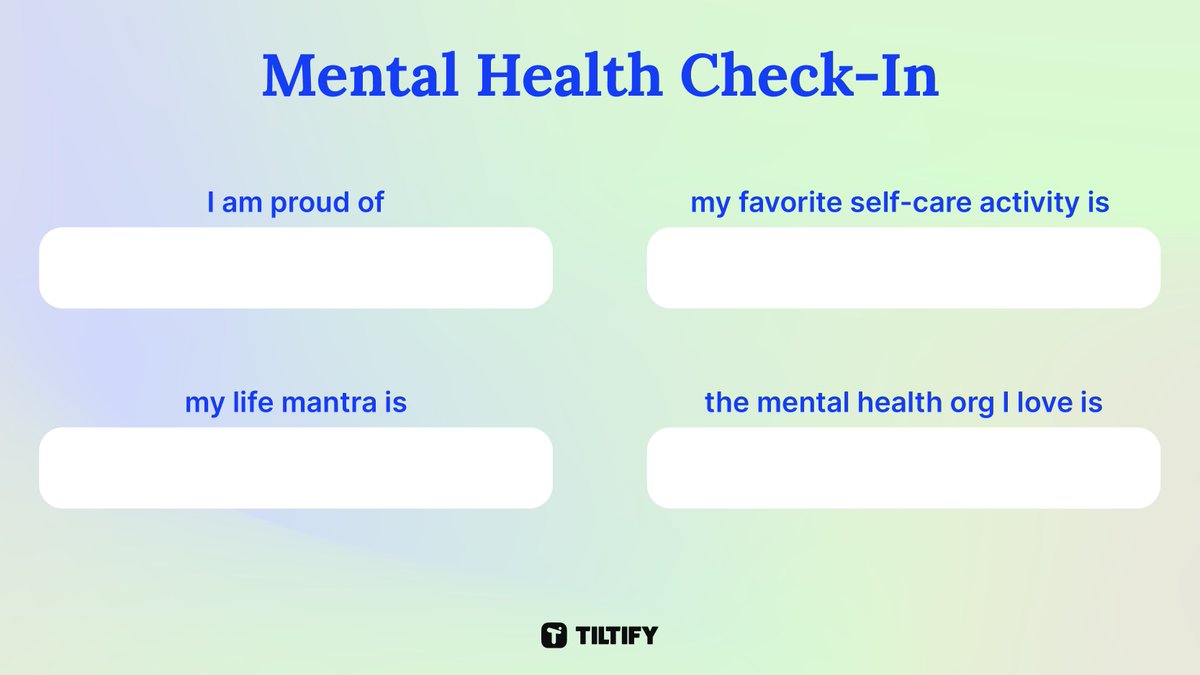 tiltify's tweet photo. Today is #MentalHealthActionDay #MHAD, and we have some great stuff for you!
1. You can use these templates to fill out your Mental Health activities
2. You can check out this article with some exact actions for you to take today to make an impact.
💙https://t.co/DXPPA5AKfp https://t.co/zMpfzw8Nfz