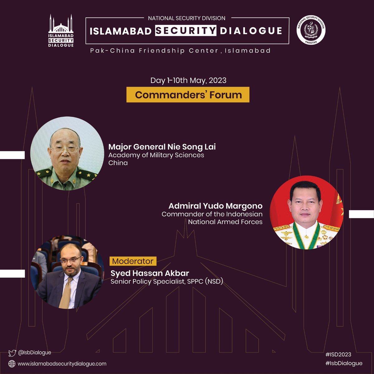 Commanders' Forum of #ISD2023 was moderated by @hass_akbr of @SPPCPakistan with Maj Gen Nie Songlai (Chinese Academy of Military Science) & Admiral Yudo Margono (Commander of Indonesian National Armed Forces) @CathayPak @IndonesiainIsb Here is the link: youtube.com/watch?v=YodJUK…