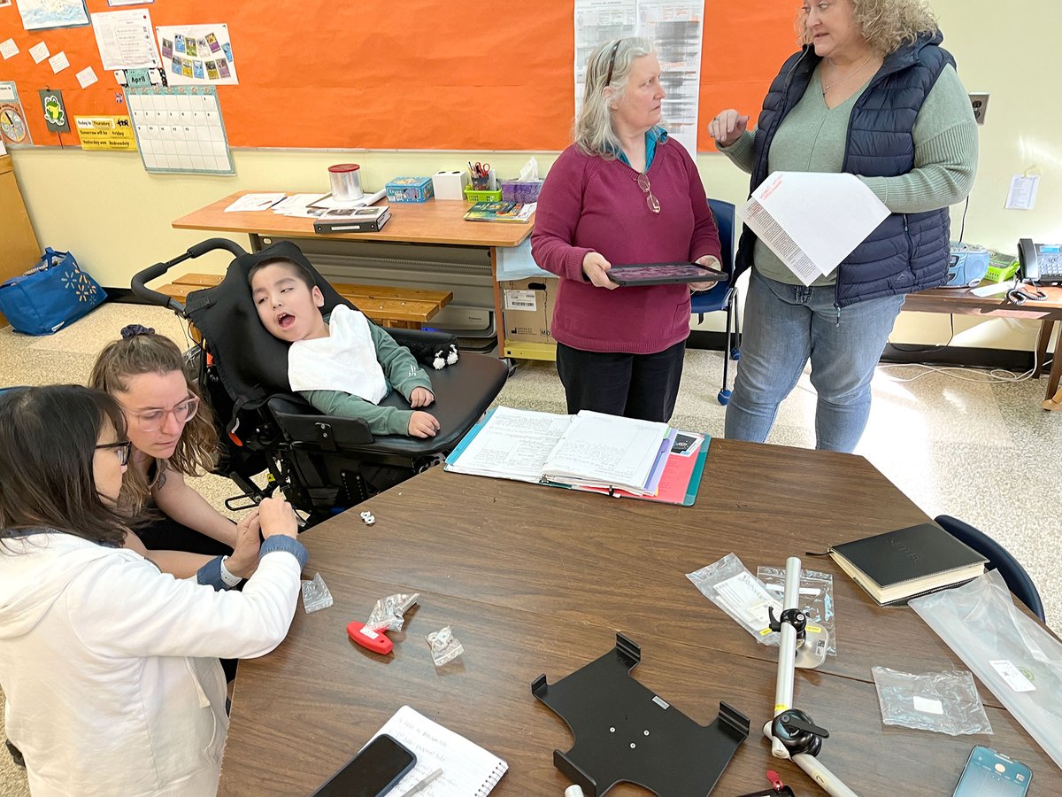 set_bc's tweet photo. Here is collaboration in action! It takes a team to assemble the pieces of a #WheelchairMount in a way that best benefits a student. #ThisIsSetBC

@CoastMtnSD #SD82 #Inclusion #InclusiveClassroom #AssistiveTechnology #OccupationalTherapist #MountingForAAC @VCHhealthcare #BCed https://t.co/SLMmd2gFbl