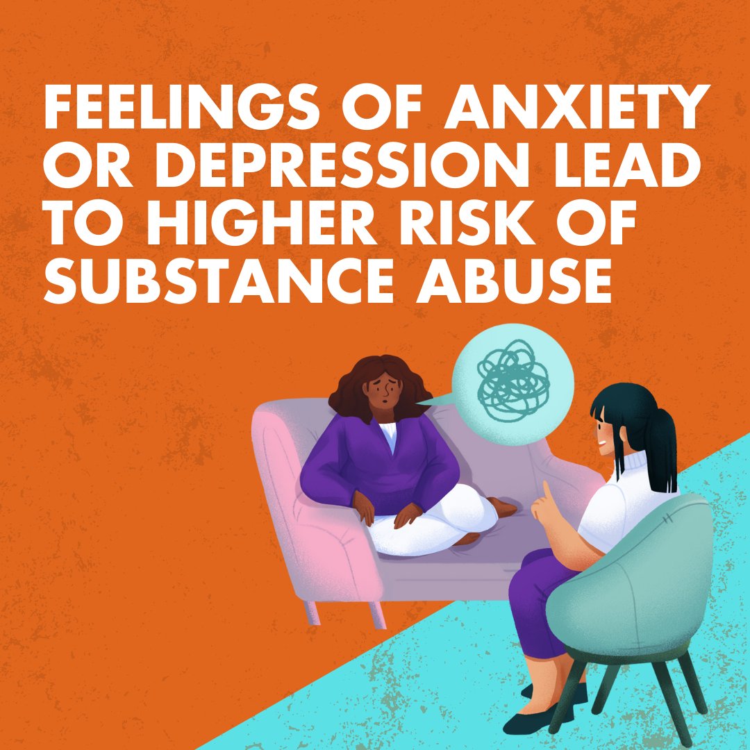 Left untreated, feelings of anxiety or depression lead to higher risk of substance abuse in teens. Don’t be afraid to ask for help before things get worse and seek support from a trusted friend, family member, or counselor.

For tips on healthy ways to cope, visit  ...