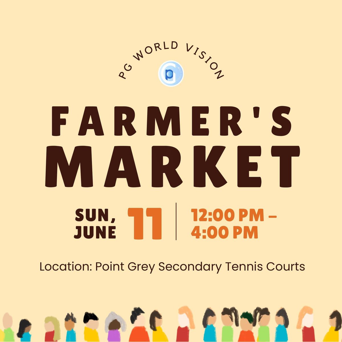 Save the date! Farmer's Market is on Sunday, June 11from 12-4 at the Point Grey Secondary School Tennis Courts. Hosted by Point Grey World Vision Club. 

#pointgreyworldvisionclub #pointgreysecondaryschool #farmersmarket #kerrisdale #supportlocal