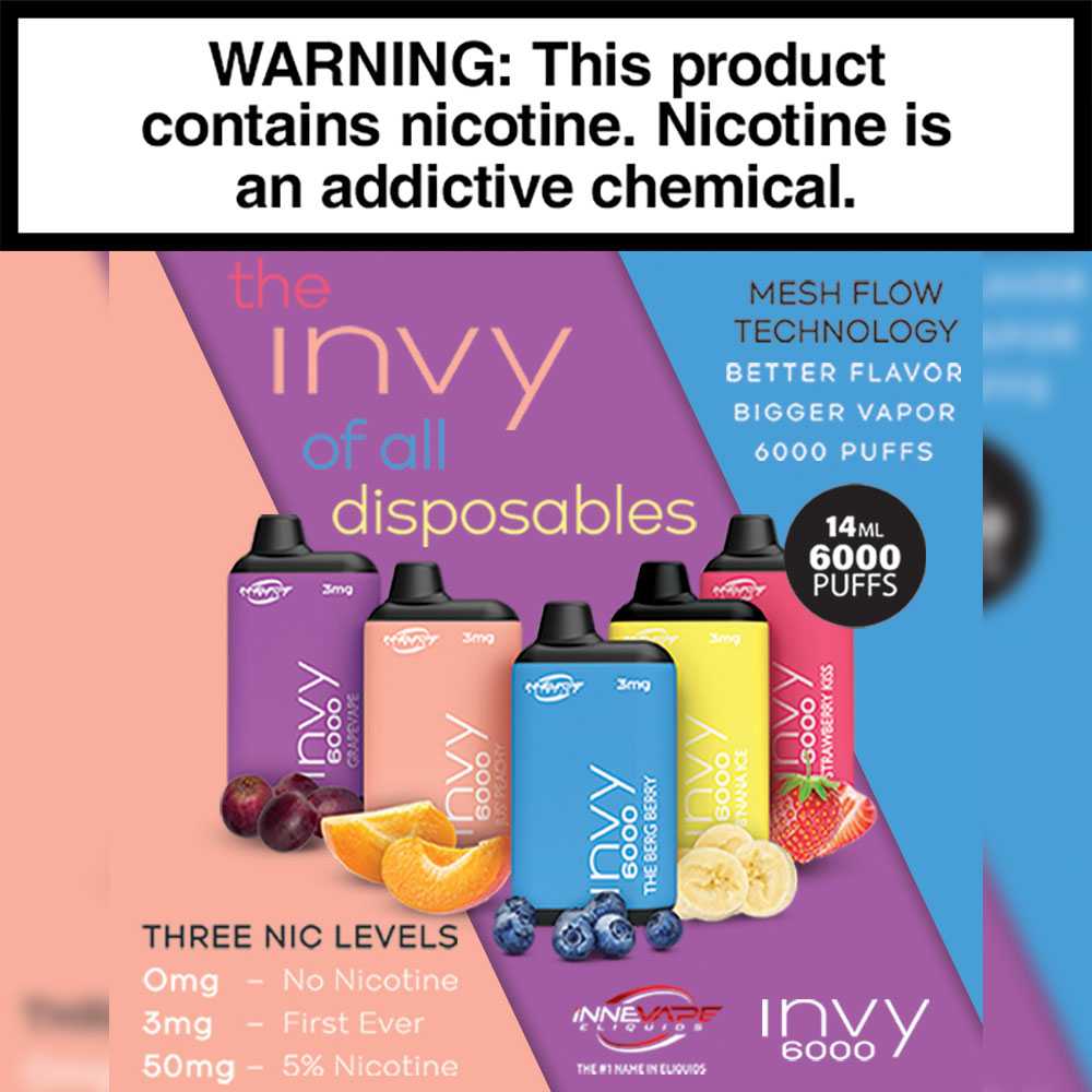 The Invy Of All Disposables - Invy 6000 - 6000 Puffs
.
.
.
#MidwestGoods #MWGS #Eliquid #Vapelife #vapstagram #vapesociety #vaping #wholesalevapejuice #invy6000 #innevape
